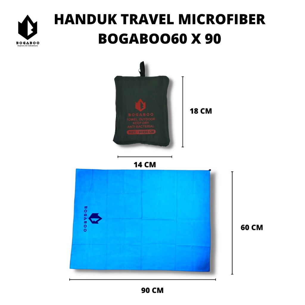 Towel Bogaboo Ukuran 60x90 - Handuk Traveling - Bath Towel - HANDUK MICROFIBRE - HANDUK FAST DRY