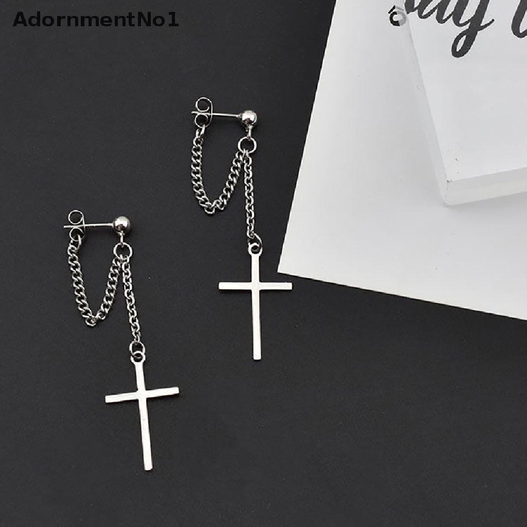 (AdornmentNo1) Anting Tusuk Bentuk Salib Bahan Stainless Steel Model Gothic / Rock Untuk Unisex