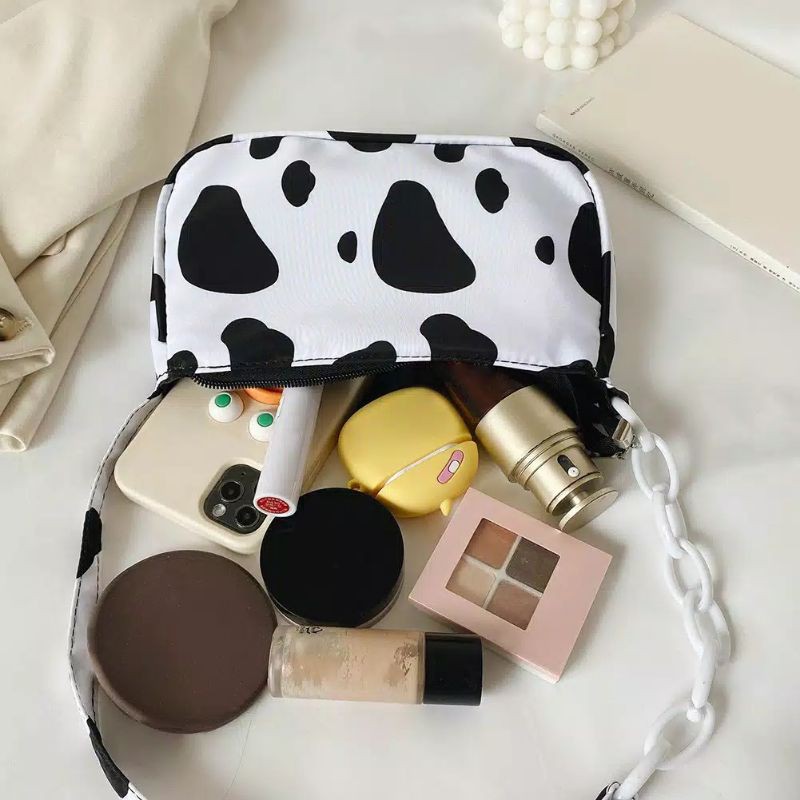 A-ZAHRA BAG COW PATTERN / TAS BAHU MOTIF KULIT SAPI RANTAI DAN BIASA