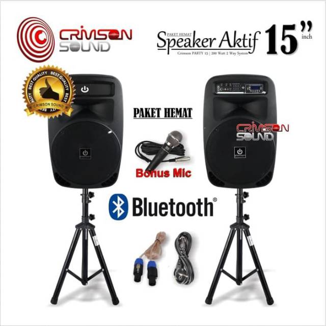 SPEAKER PORTABLE PAKET CRIMSON PARTY 15 INCH