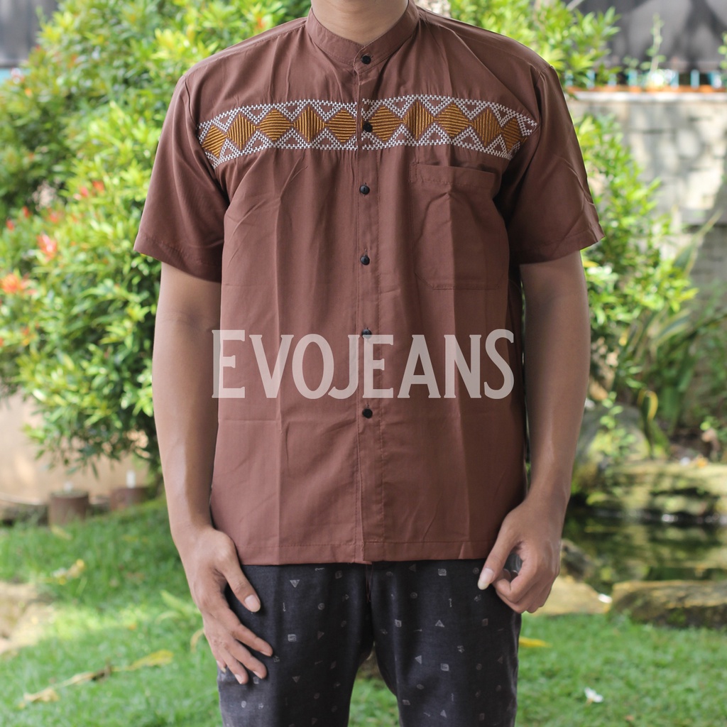 Baju Koko Pria Terbaru Motif Bordir Asli Lengan Pendek - Annafi Muslim wear - Evo jeans