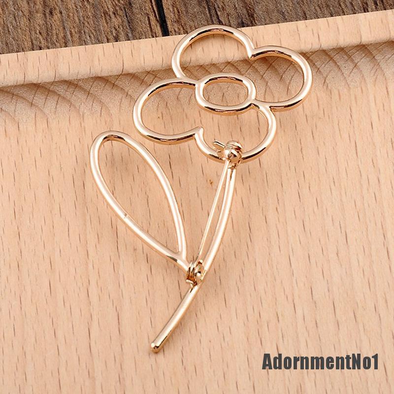 (Adornmentno1) 1pc Bros Pin Bentuk Bunga Hollow Out Warna Emas Untuk Wanita