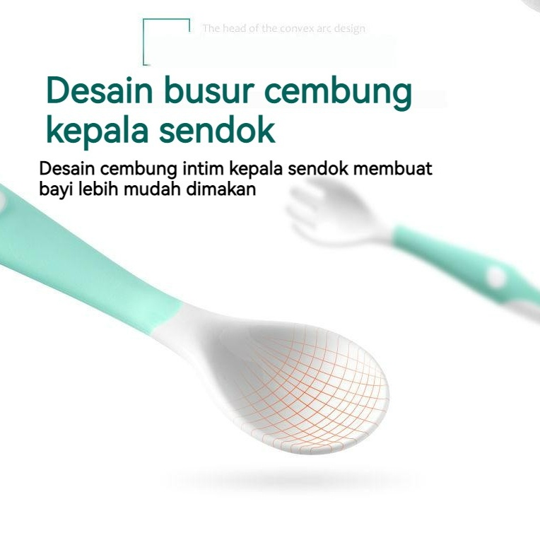 MOMO Set Sendok Garpu Bengkok Bahan Silikon Set Sendok Garpu BPA FREE  Safety Spoon Baby Alat Makan Bayi Sendok Bisa Ditekuk