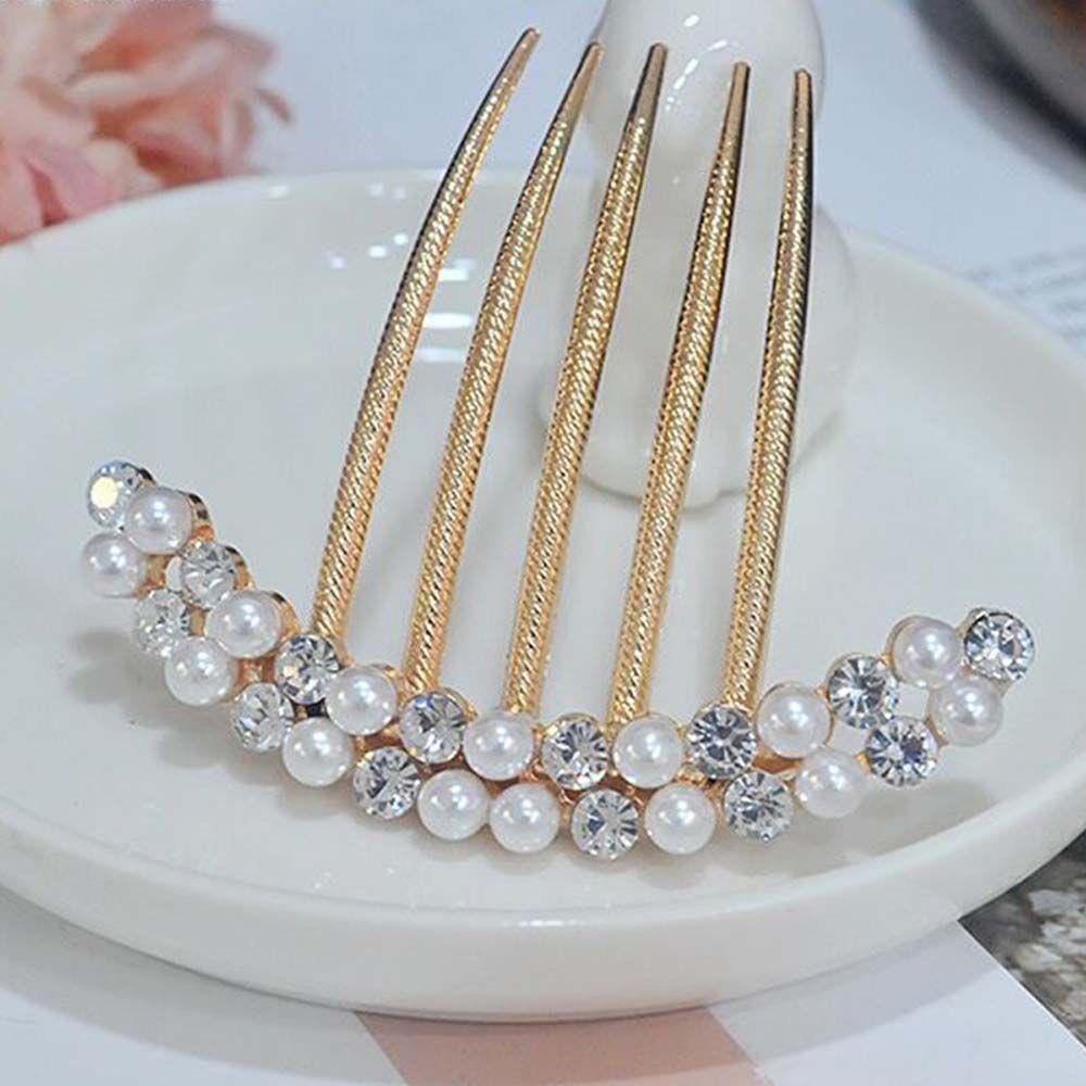 Needway   Wanita Jepit Rambut Pengantin Trendi Elegan Mutiara Jepit Rambut Untuk Perempuan Berlian Imitasi Hair Stick