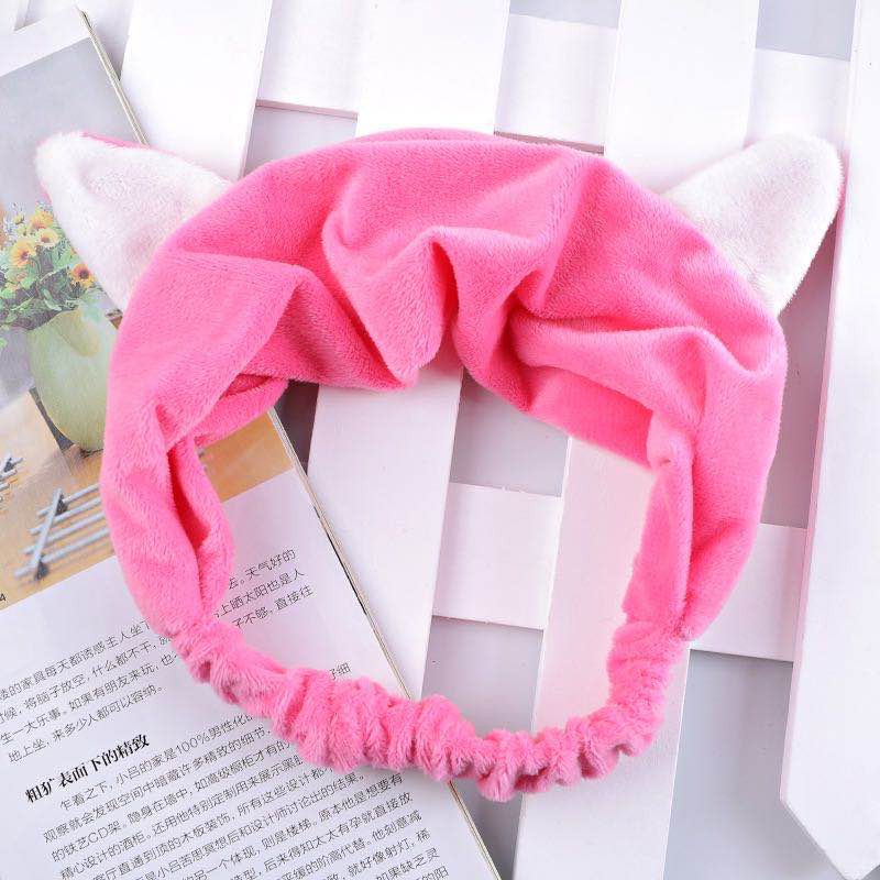 Bandana Bando Motif Kuping Hairband Korea Lucu Kucing Bando Headband Rambut Fashion Rajut-(4-5) Pink Tua