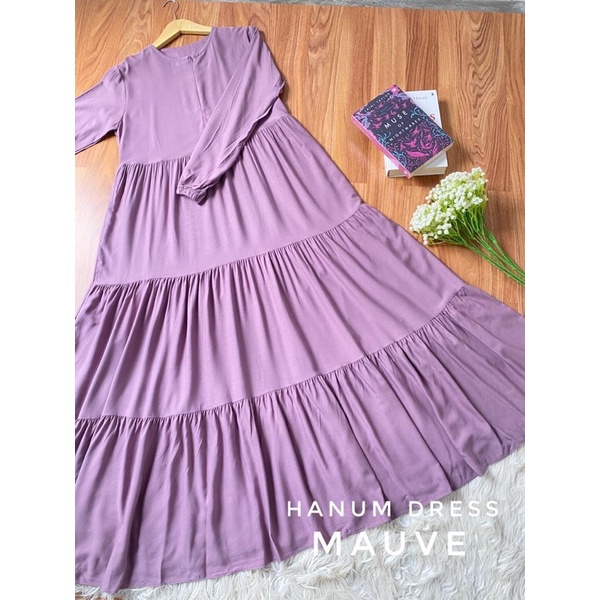 Hanum dress premium / dress polos / dress busui / gamis busui / dress rayon twill / dress hitam polos / BISACOD-MAUVE