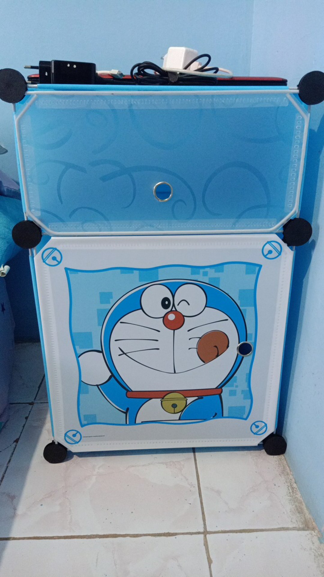 Shenar,lemari Plastik Baju Anak (1x2)/lemari Bedside Table/anti Air/rak Susun/lemari Mini 2 Pintu