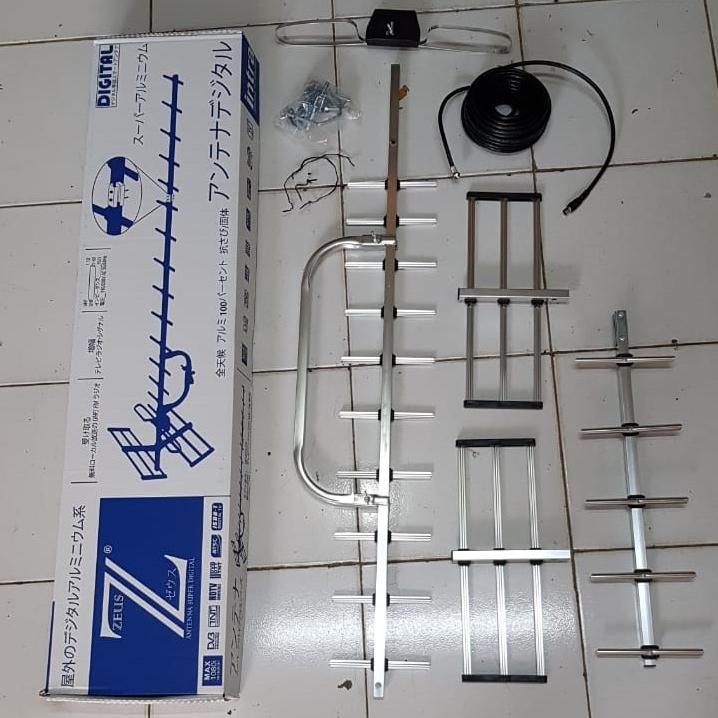 Paket Antena Tv Digital Intra Zeus + Booster INT-909 Luar Dalam Kabel Panjang 13 Meter Original