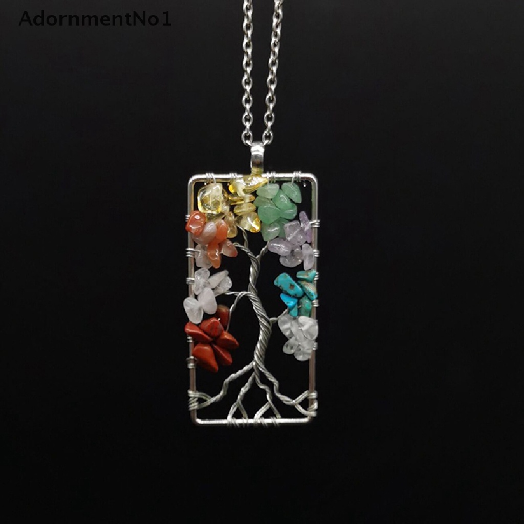 (AdornmentNo1) Kalung Tali Dengan Liontin Pohon Kehidupan 7 Chakra Handmade Untuk Wanita