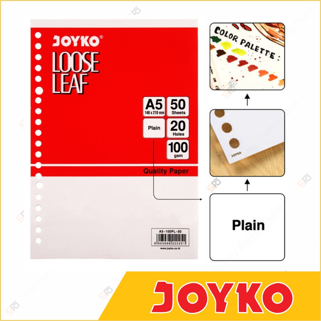 

Loose Leaf A5 Polos Joyko isi 50 - 100 gram - SFO Semarang Official