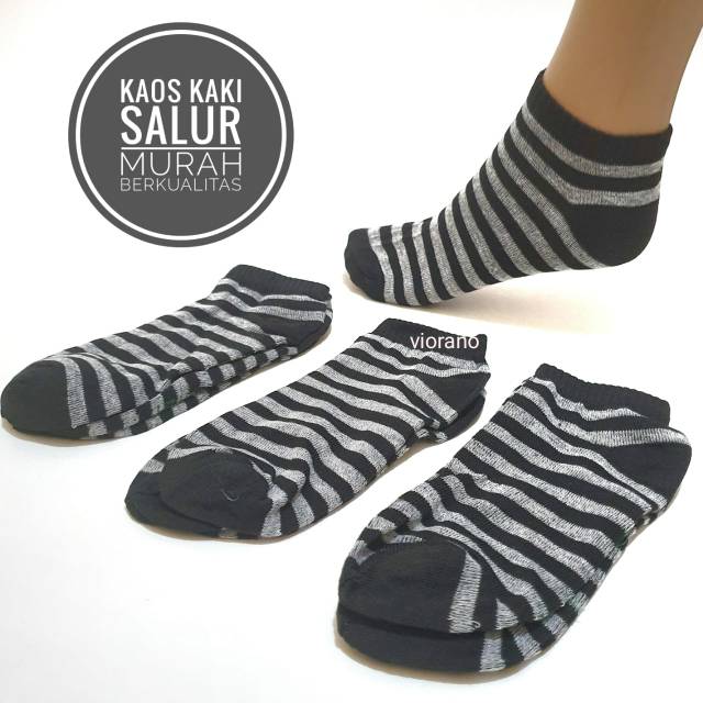 Kaos Kaki Trendy Salur Garis-garis Hitam putih  Semata Kaki Murah Berkualitas