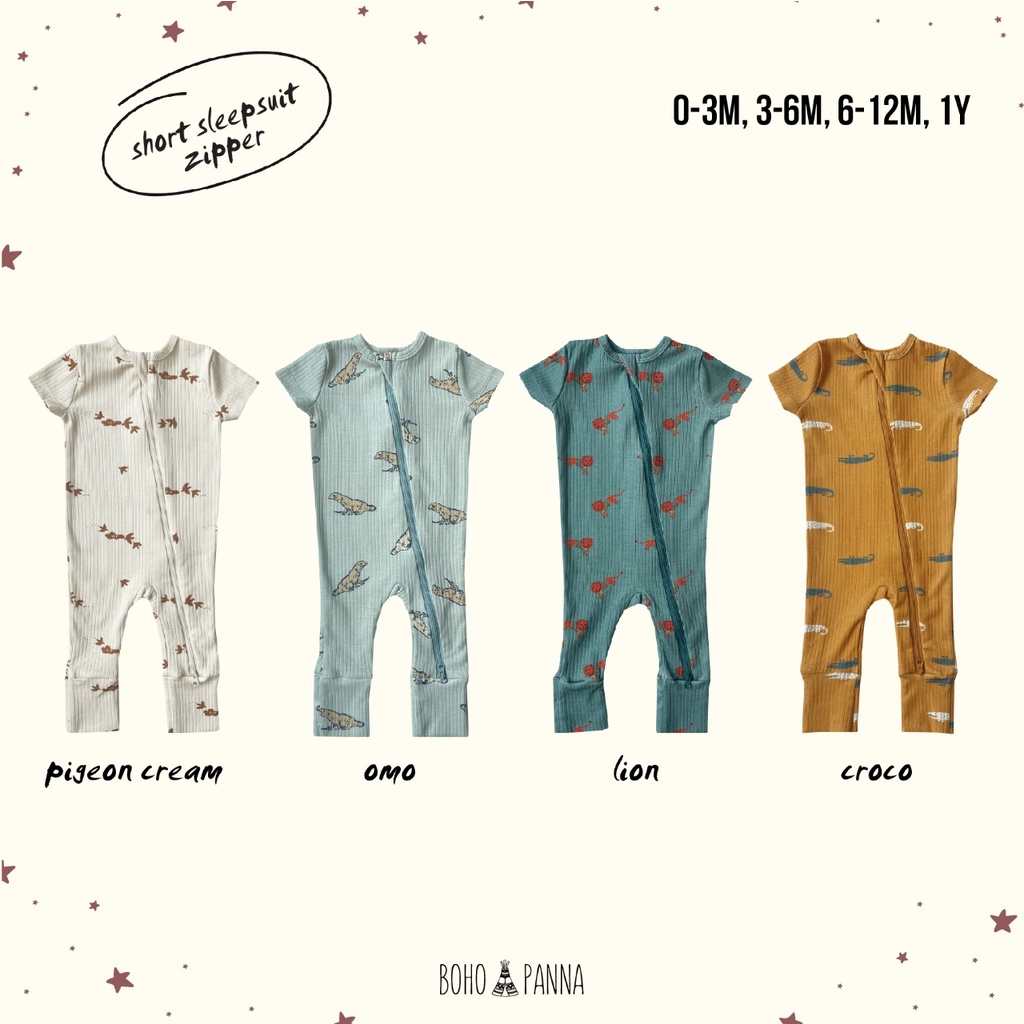 Bohopanna - Short Sleepsuit Zipper / Baju Tidur Anak Unisex