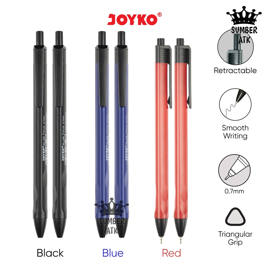 Jual Ball Pen Pulpen Pena Joyko BP-338 Focus 0.7 mm Ballpen Triangular