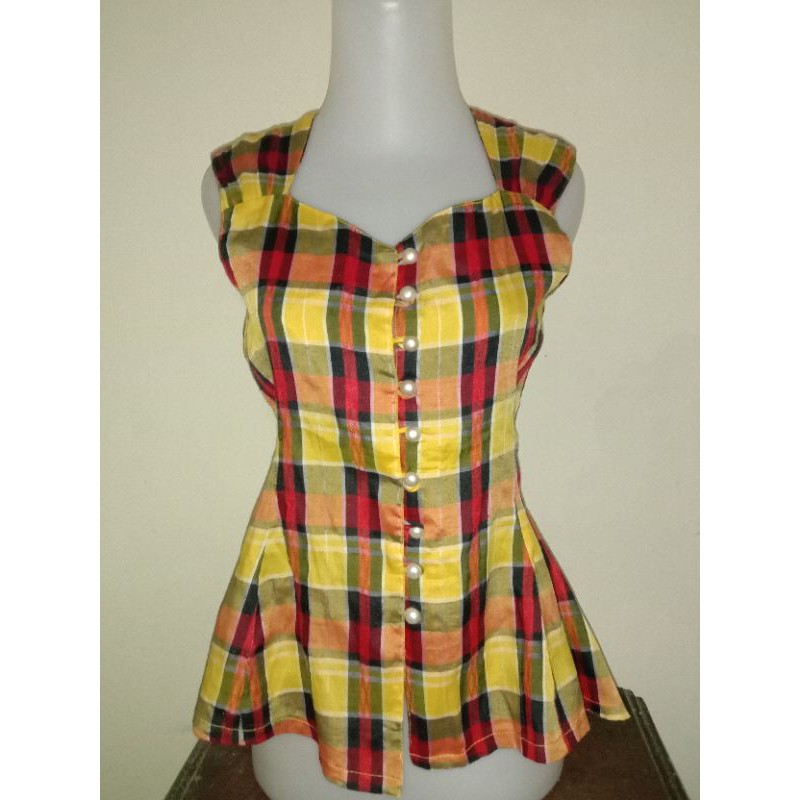 Baju import kotak² kuning