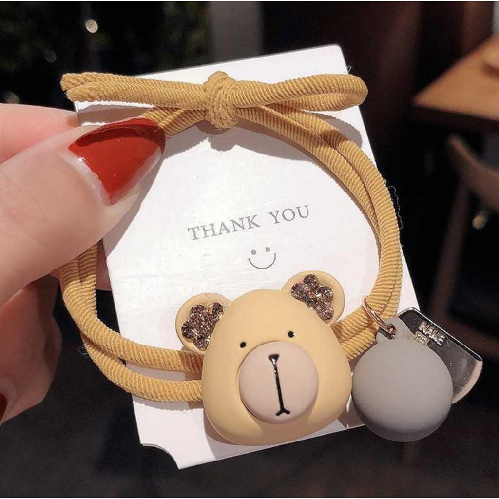 Ennwen IK118 Ikat Rambut Korea Cantik Beruang Bear Hair Band Aksesoris-5