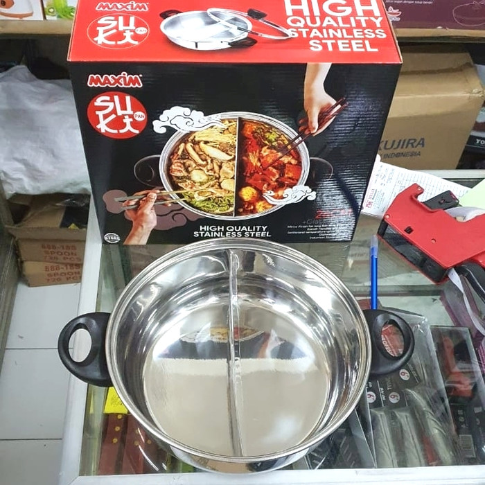 Maxim Panci Suki Pan 26cm Sekat 2 sisi Stainless Bahan Tebal