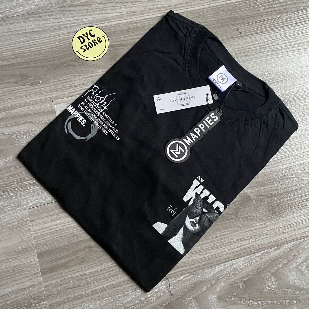 T-Shirt Kaos Distro Streetwear Original Mappies Spesial art wish From Bandung Kaos Oversize Hitam