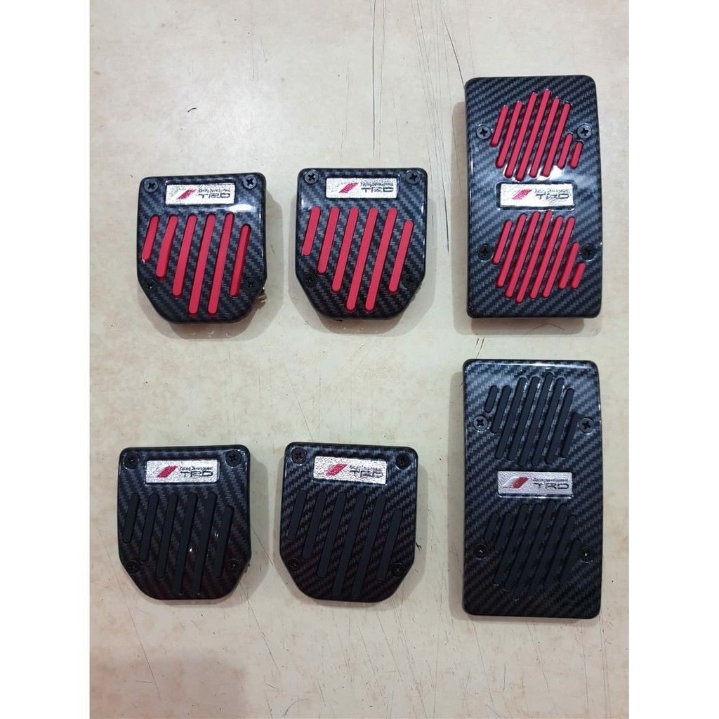 pedal gas pedal pads MOBIL manual TIPE MODEL racing universal trd mugen motif carbon karbon HITAM MERAH biru crome chrome besi