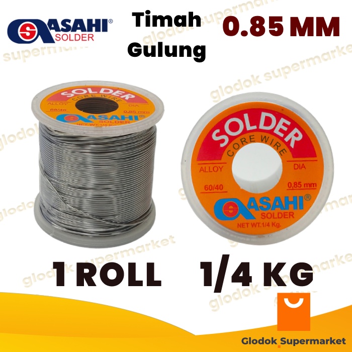 Timah Solder Asahi 0.85mm 1/4kg Timah Gulung 0.85 mm 1/4 kg Grade 60/40 Alloy 250gr