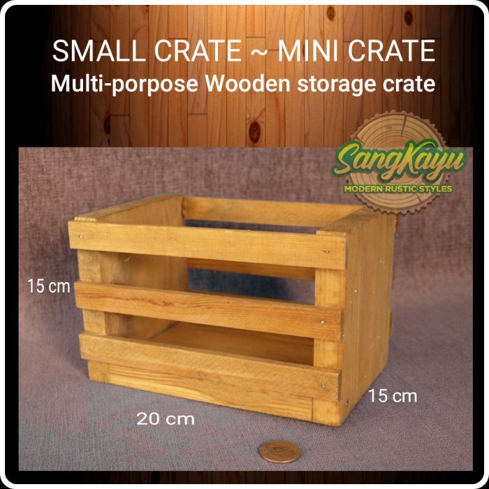 

Kotak penyimpanan serbaguna storage box kayu mini crate tempat pekakas