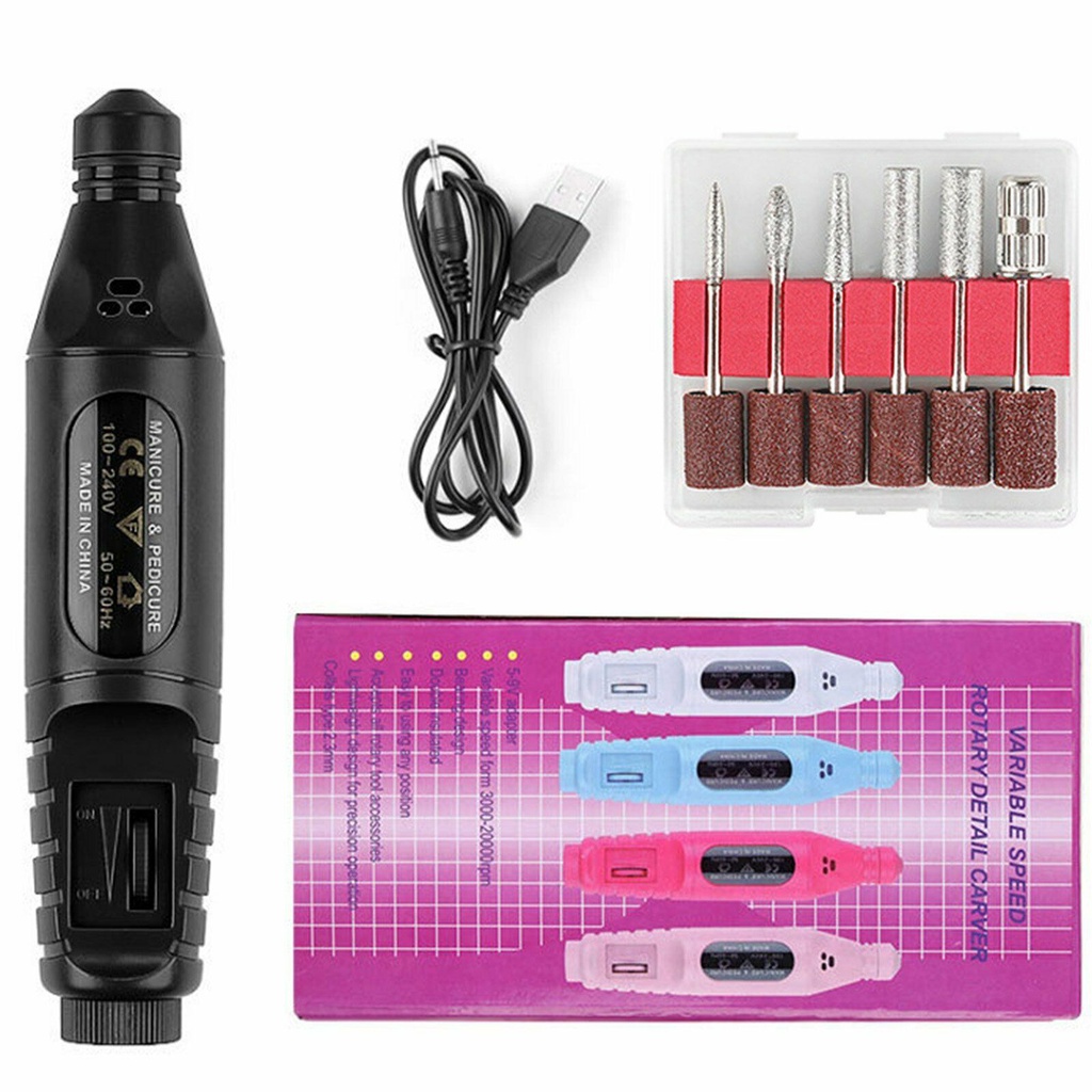 COD/Professional Electric Nail Drill Grinding Manicure Machine Mesin Kikir Amplas Kuku Listrik Nail Art Pen Pedicure Set USB New