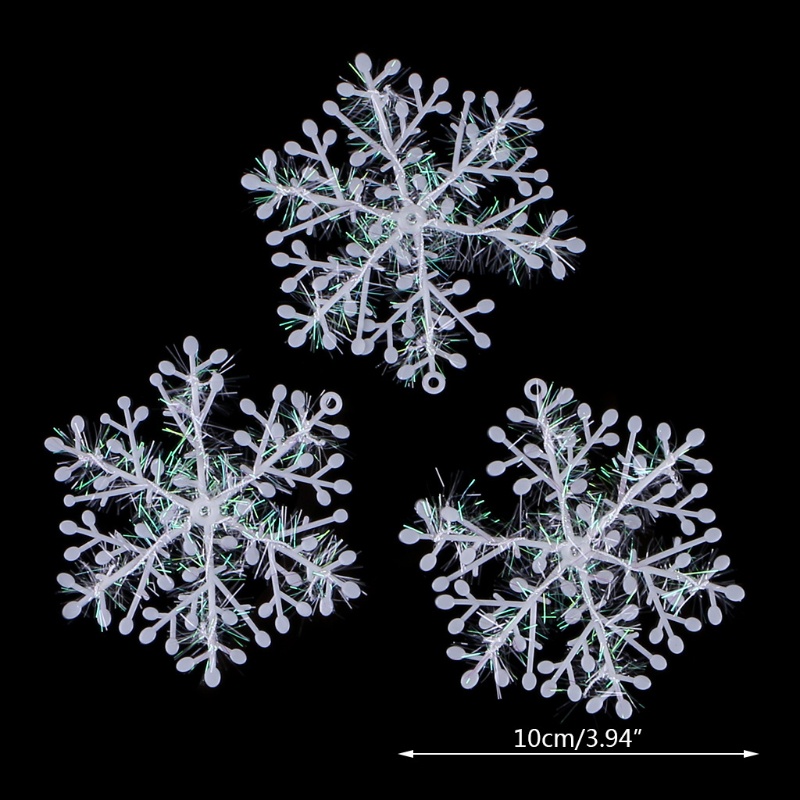 Zzz 3pcs Ornamen Snowflake Putih Pohon Natal Deco Festival Decortion