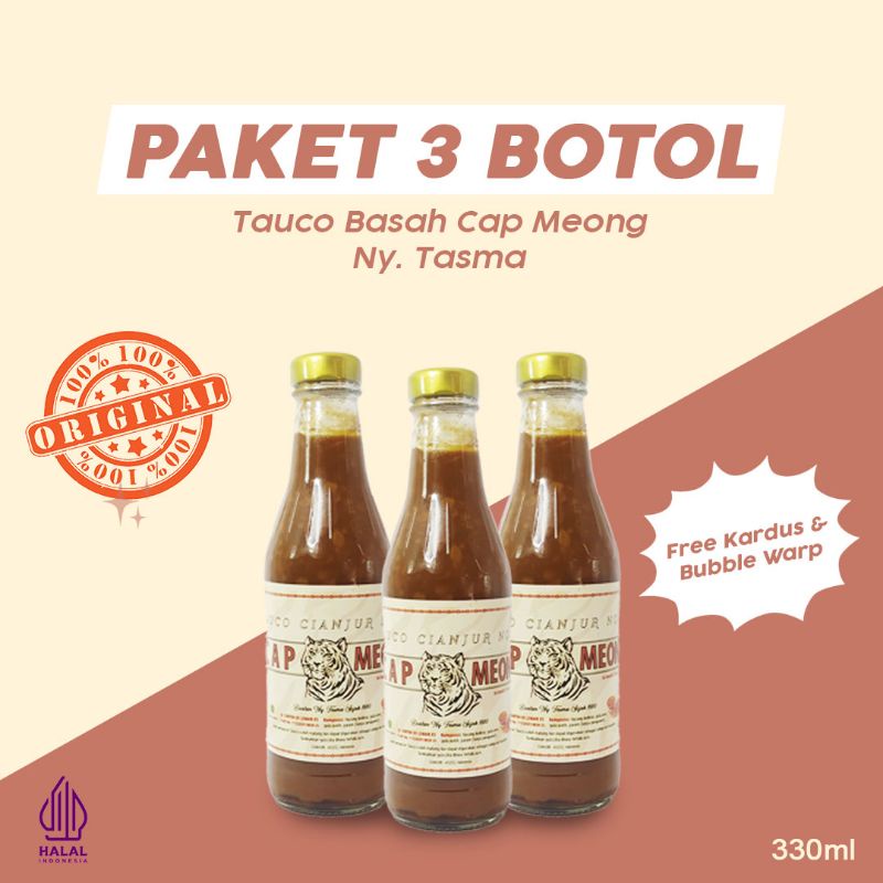 

PAKET MURAH! 3 Botol Tauco Cap Meong Ny. Tasma asli Cianjur, Bundling 3 botol Tauco basah 330ml HALAL 100%