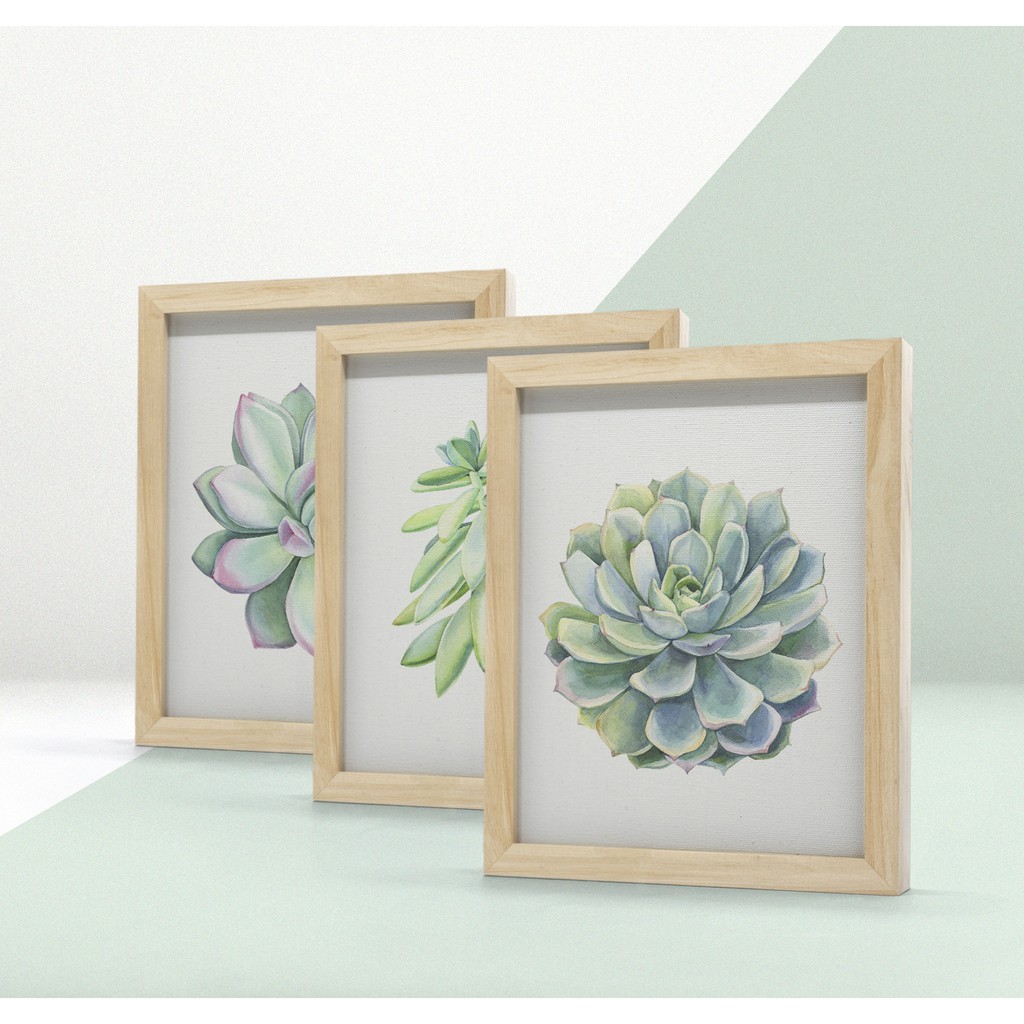 Lukisan kanvas sukulen skulen succulent  tanaman hijau 