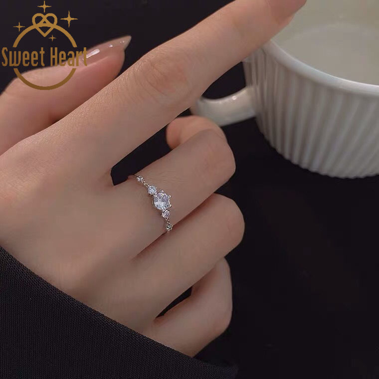 Cincin Model Terbuka Aksen Berlian Gaya Korea Untuk Wanita