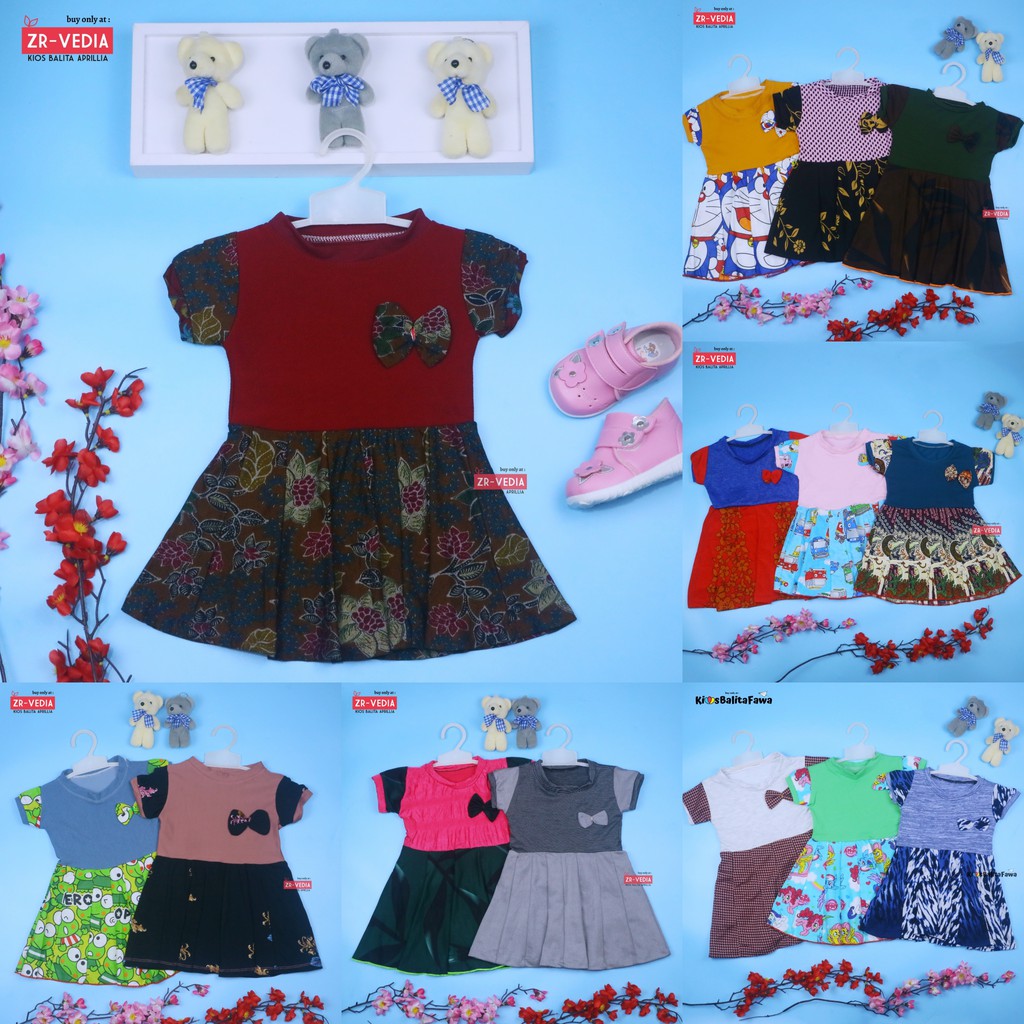 Dress Karin uk 1-2 Tahun /  Anak Perempuan Dres Lengan Murah Pesta Baju Gaun Pesta Import Baby