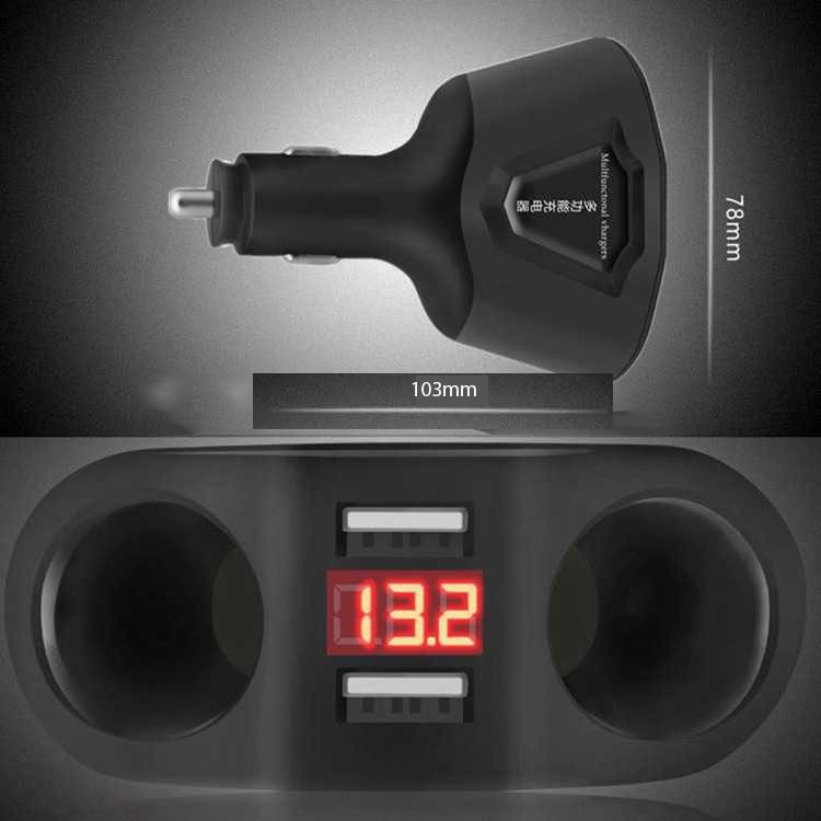 Car Charger Mobil Voltage Monitor 2 Port 3.1A 2 Lighter Socket 120W