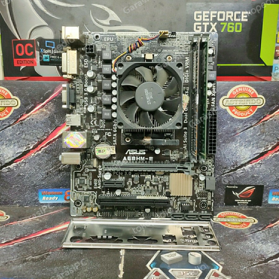 PAKET Motherboard AMD Asus FM2+ Processor APU A6-6400k RAM 8Gb DDr3