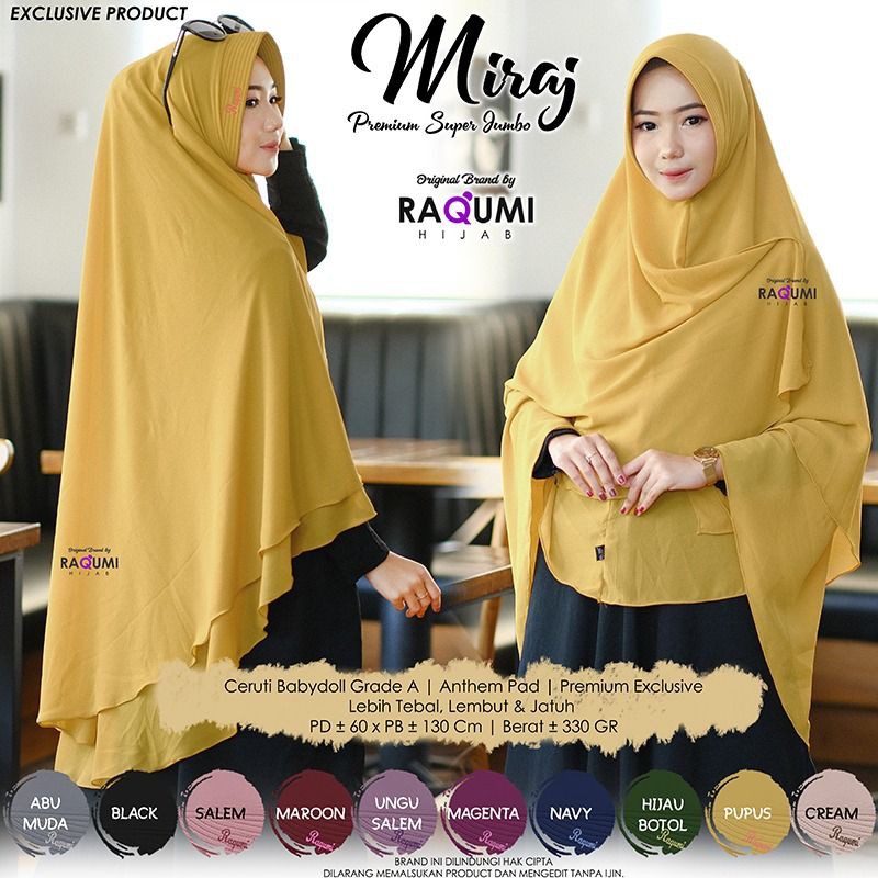 MIRAJ ORIGINAL RAQUMI HIJAB | KHIMAR JUMBO RAQUMI | KHIMAR SYARI | KHIMAR MAROON | KHIMAR SERAGAM