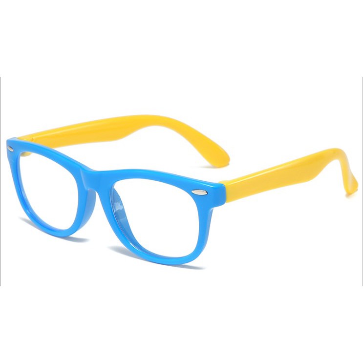 Kacamata Anak Anti Radiasi Blueray Blue Light HP Komputer Bahan Silikon Lentur Laki Laki & Perempuan-6. Biru Kuning