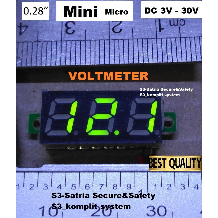 Voltmeter micro kecil 0.28 tanpa frame 3V-30V DC volt meter