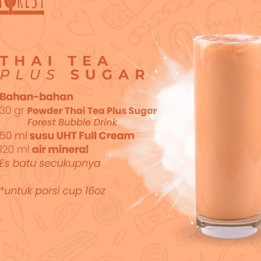 Bubuk Minuman Rasa THAI TEA 1000g PLUS GULA - Forest Bubble Drink