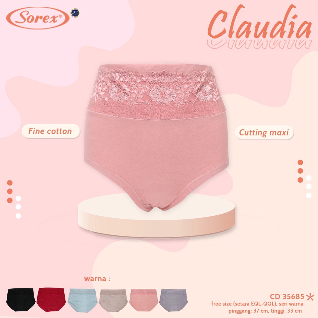 6 pcs Celana Dalam Wanita Sorex Cutting Maxi Fine Cotton Claudia Freesize (Setara EQL-QQL) CD Sorex 35685 - Pakaian Dalam Wanita