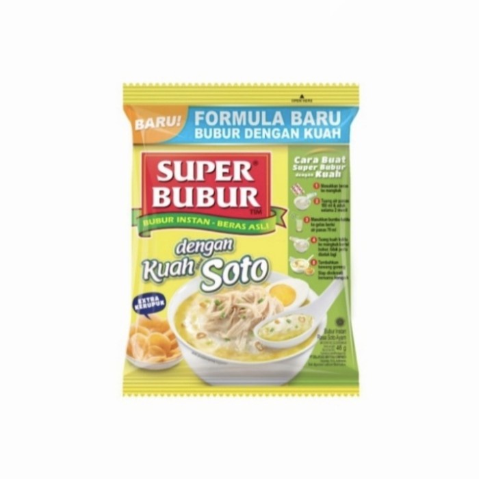 

978Eq1W Paket Super Bubur Instant Kuah Soto Renceng 5Pcs 5 Pcs 46 Gram 46Gram WQ012