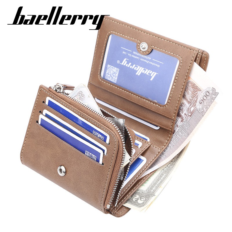 BAELLERRY DOMPET PRIA WANITA RITSLETING BAHAN SEMI KULIT DENGAN TEMPAT KOIN ZIPPER D1307