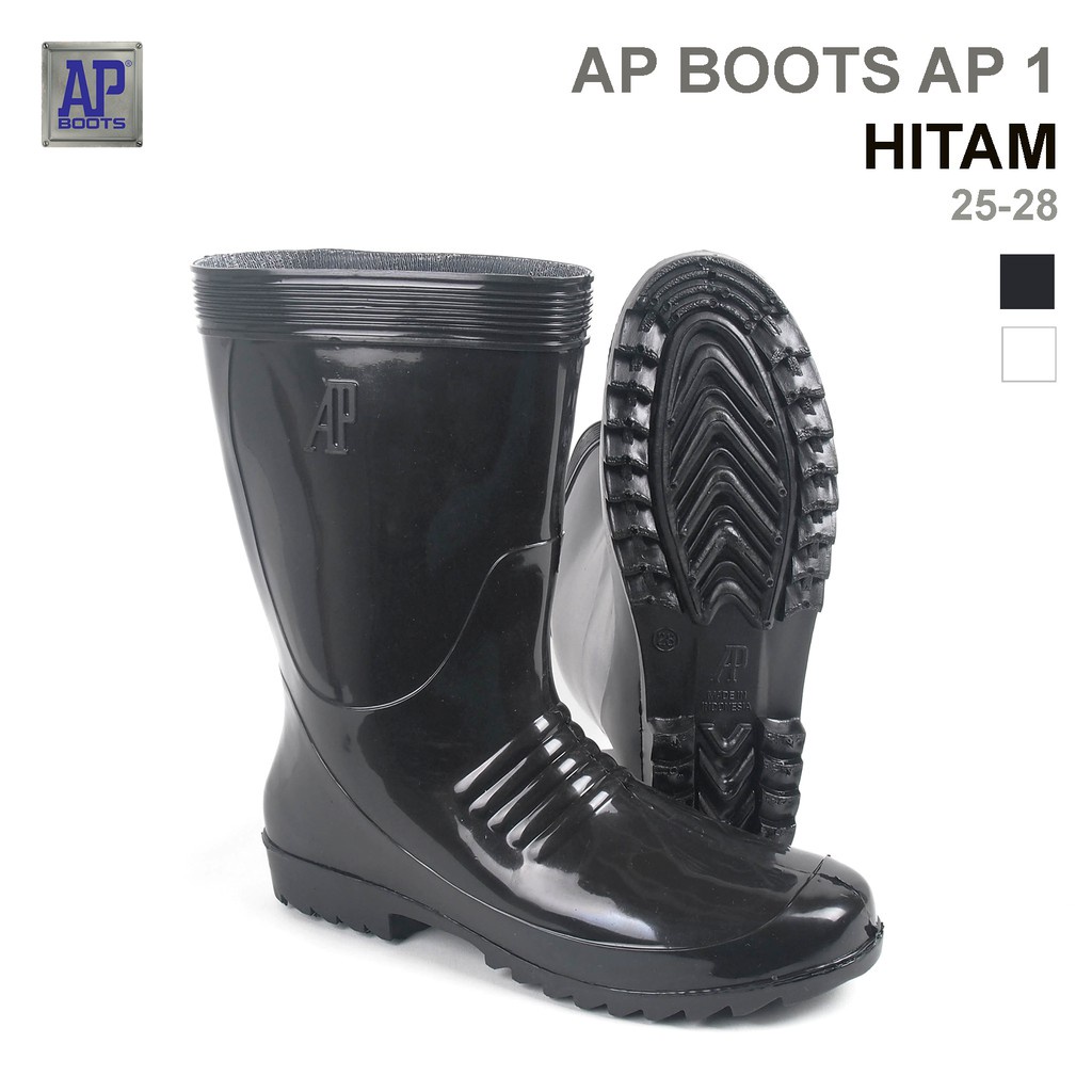 AP Boots AP 1 Black Hitam Sepatu Boot Pendek Kebun Pabrik Peternakan