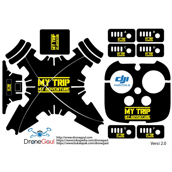 SALE   TERMURAH FLASH SALE STICKER DRONE DJI PHANTOM 3 PRO AND ADVANCE MY TRIP MY ADVENTURE FG286