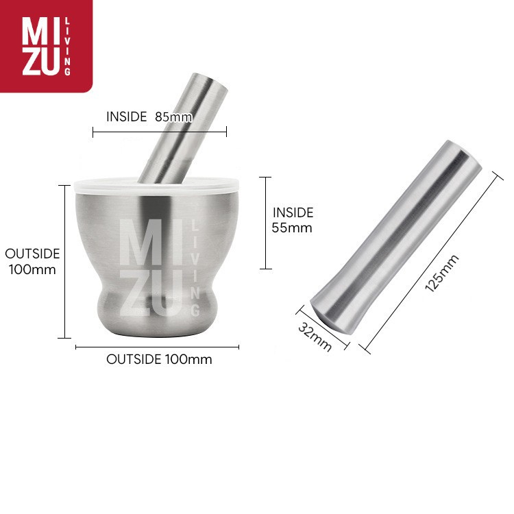 TSUBUSU S Mortar Pestle Ulekan Cobekan Tumbukan Obat Stainless Steel-5