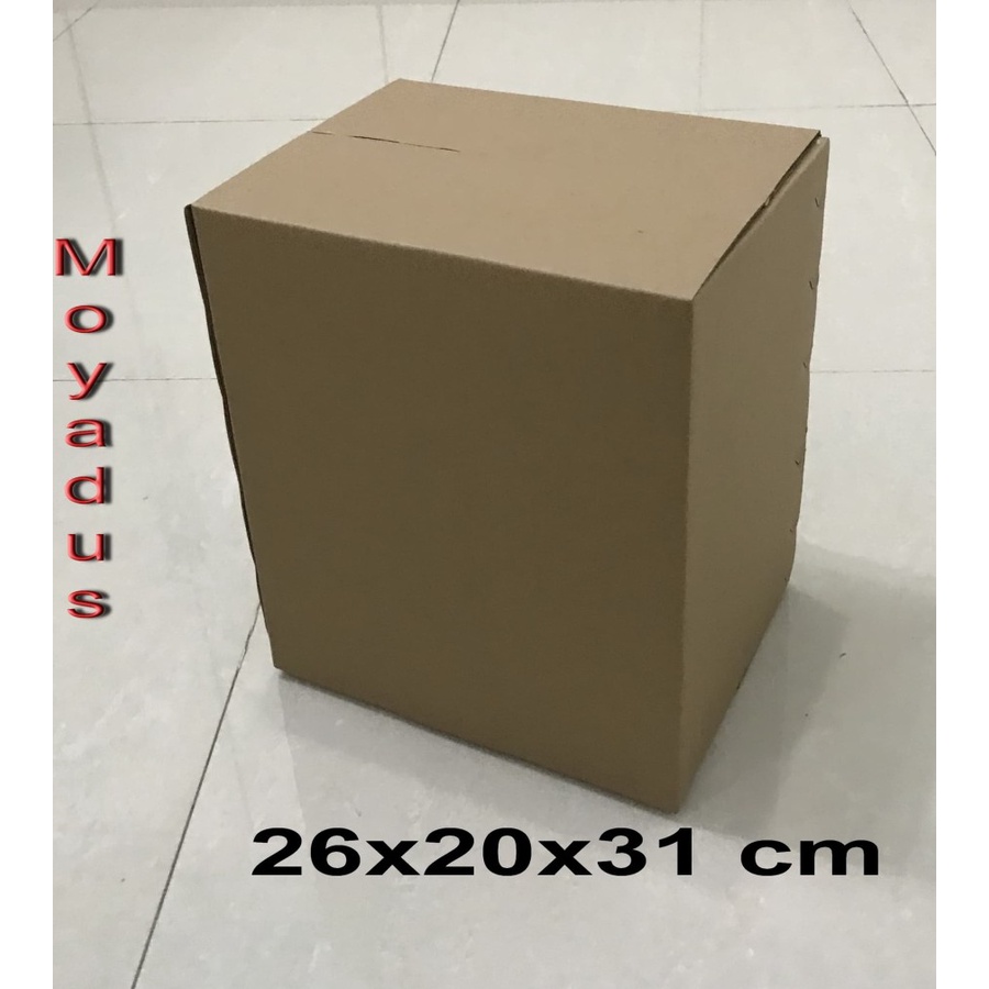 

kardus/karton/box uk. 26x20x31 cm untuk packing, SINGELWALL LUAR DALAM POLOS