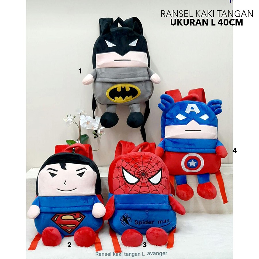 Tas ransel besar uk.40cm untuk sekolah sd smp sma hello Kitty Doraemon minnie superman batman kapten