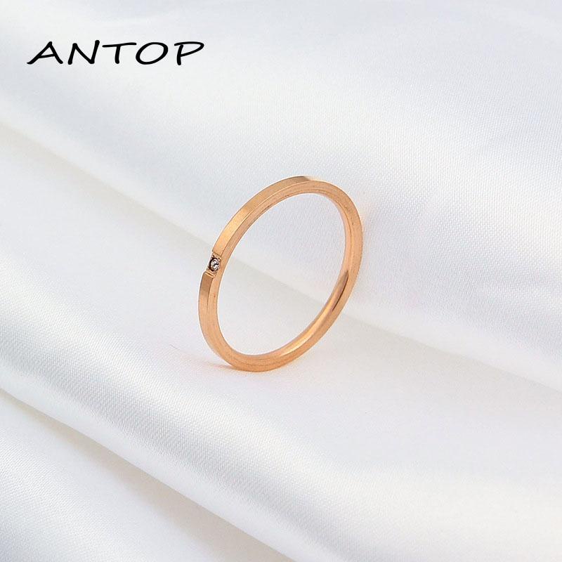 1pc Cincin Berlian Bahan Titanium Steel Gaya Korea Untuk Wanita