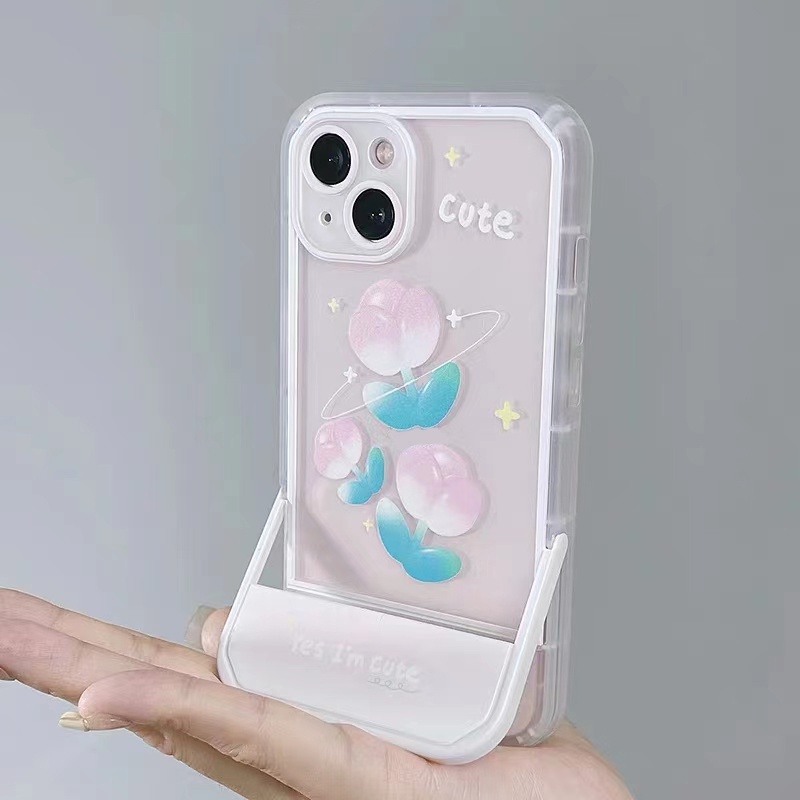 Soft Case TPU Transparan Shockproof Dengan Bracket Untuk iPhone 13 12 11 Pro X XR XS Max SE 2020 6 6S 7 8 Plus