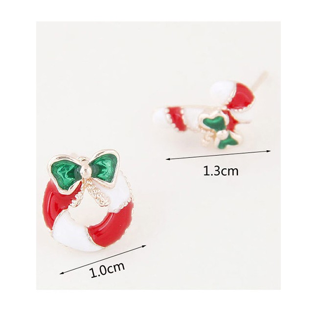 LRC Anting Tusuk fashion Multi-color Bowknot Shape Decorated Earrings(1 pasang )