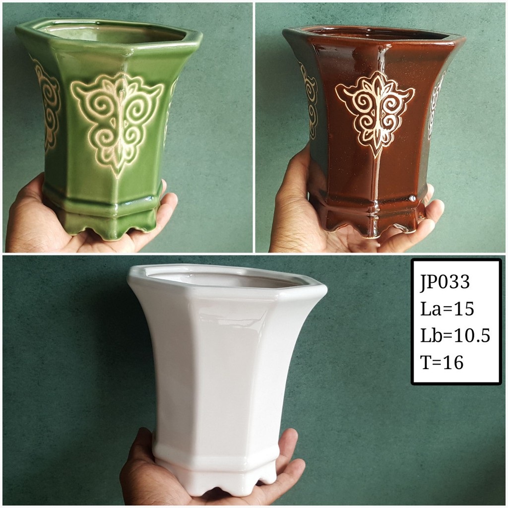 Pot keramik Segi 8 Tinggi JP033