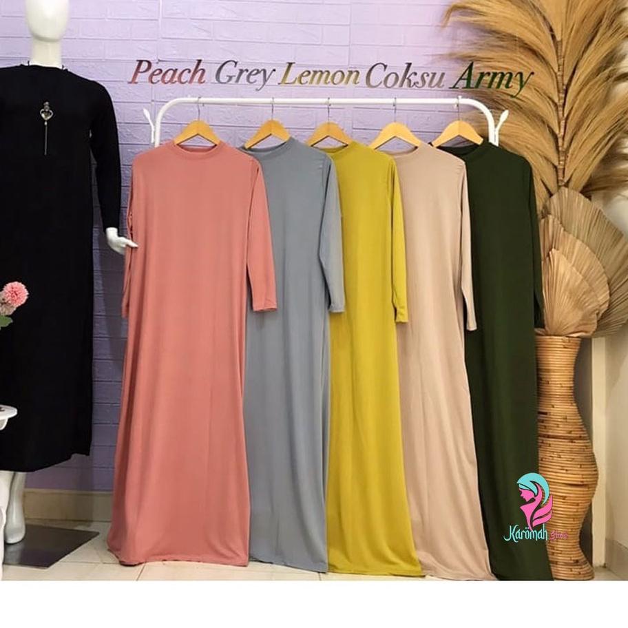 ☚ GAMIS MANSET INNER Bahan Spandek Premium Polos Lengan Panjang Murah Dalaman Kaftan Hitam / Inner B