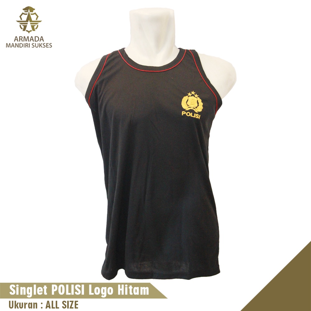 Kaos Singlet Polisi Logo Hitam - Kaos Dalam Polisi